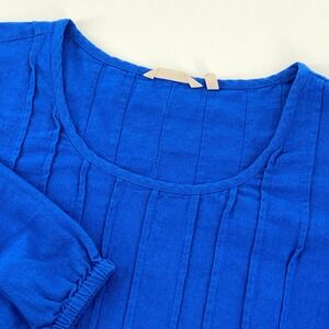 Soft Surroundings Royal Blue Pintuck Tunic Top 3/4 Sleeve Plus Size 1X Boho